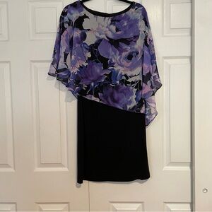 Connected Apparel Black and Purple Asymmetrical Dress